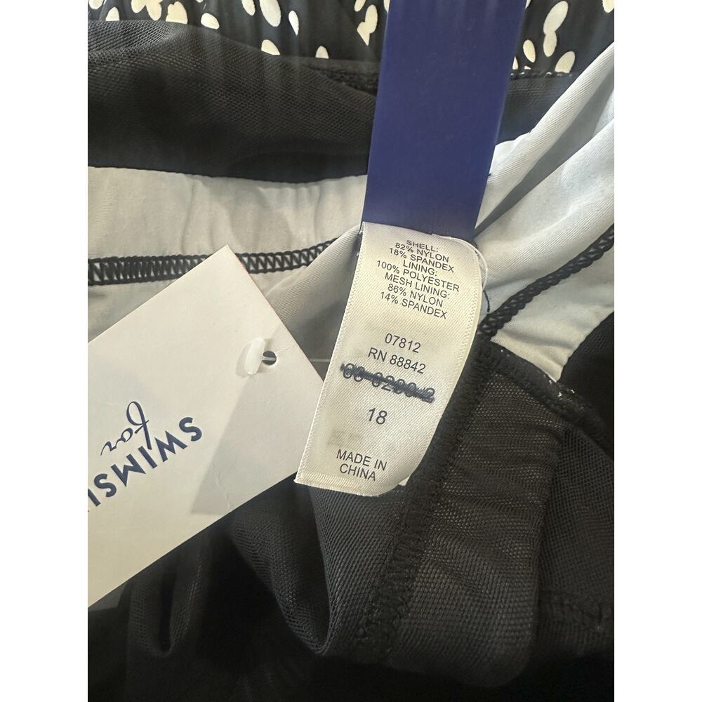 NWT Swimsuits For All 1 Piece Swim Dress Black White Dot Swimdress Plus Size 18 - Picture 5 of 9